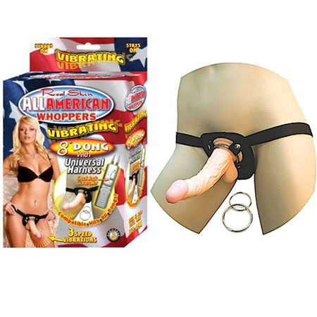 All American Whoppers 8in. Vibrating Dong with Universal Harness | Climactic Adventures