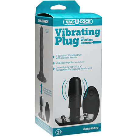 Vac-U-Lock Vibrating Plug with Snaps & Wireless Remote Black | Climactic Adventures