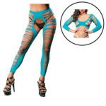 Turquoise Crotchless Leggings