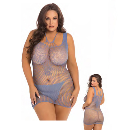 Rene Rofe Absolutist Lace And Net Dress Blue Queen Size | Climactic Adventures