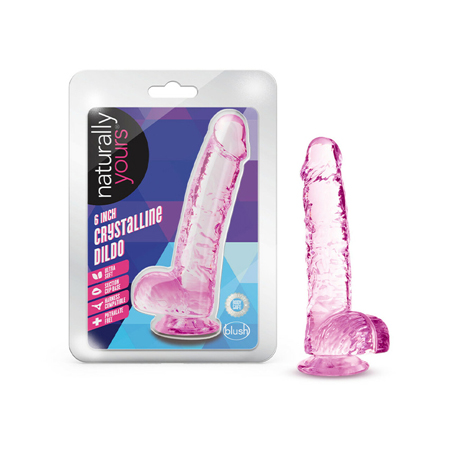 Naturally Yours Crystalline Dildo 6 in. Rose | Climactic Adventures