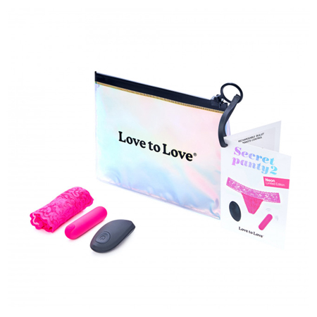 Love To Love Secret Panty 2 Neon Pink (gift bag packaging) | Climactic Adventures
