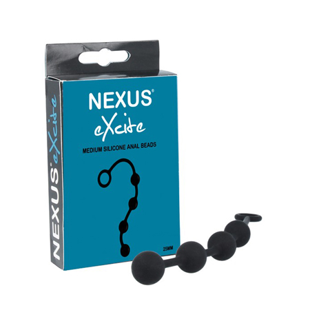 Nexus EXCITE Anal Beads Silicone Medium Black | Climactic Adventures