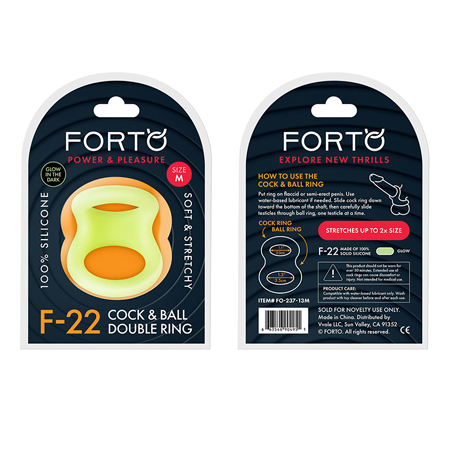 Forto F-22: Double Ring Liquid Silicone 53/55 mm Glow-In-The-Dark | Climactic Adventures