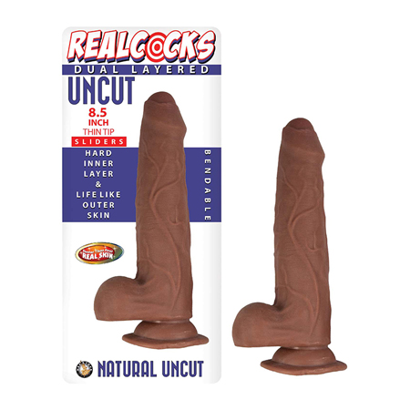 Realcocks Dual Layered Uncut Slider Thin Tip 8.5 in. Brown | Climactic Adventures