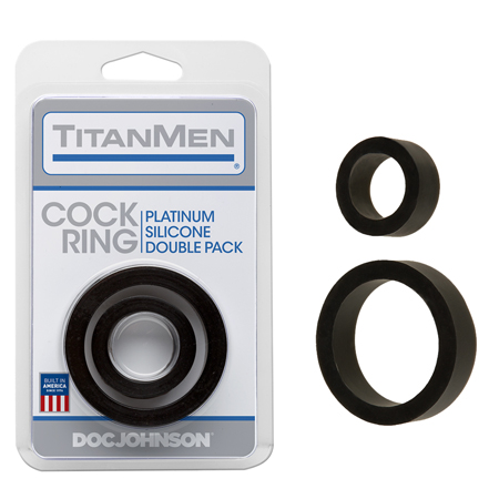 Titanmen Cock Ring Platinum Silicone Double Pack Black | Climactic Adventures