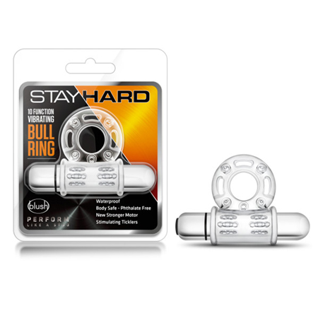 Stay Hard - 10 Function Vibrating Mega Bull Ring - Clear | Climactic Adventures