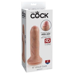 King Cock 6in Uncut Cock Foreskin Beige