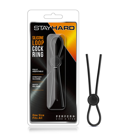 Stay Hard - Silicone Loop Lasso/Bolo Cock Ring - Black | Climactic Adventures