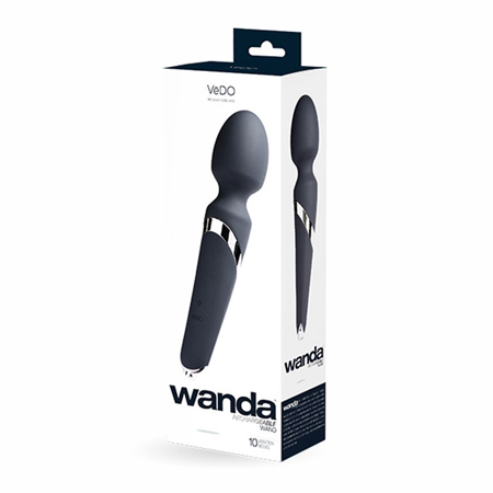 VeDO Wanda Rechargeable Wand Vibe - Just Black | Climactic Adventures