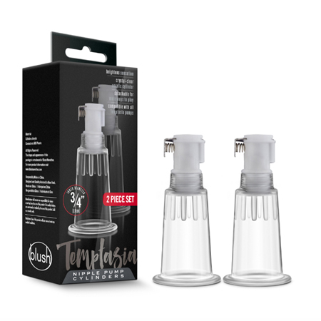 Temptasia - Nipple Pumping Cylinders - Set of 2 (0.75in Diameter) - Clear | Climactic Adventures