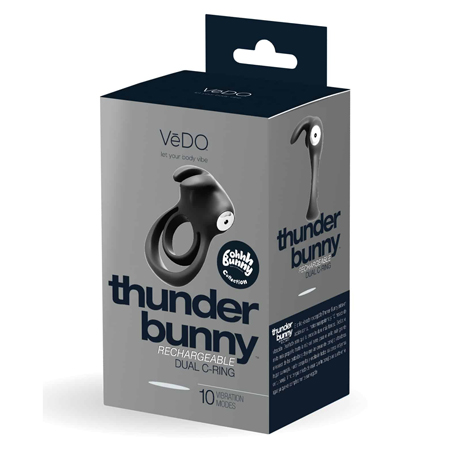VeDo Thunder Bunny Rechargeable Dual Cockring Black | Climactic Adventures
