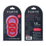 Forto F-61 3pc Silicone Cockring Set Red