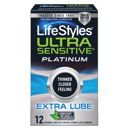 Lifestyles Ultra Sensitive Platinum Extra Lube 12-Pack | Climactic Adventures