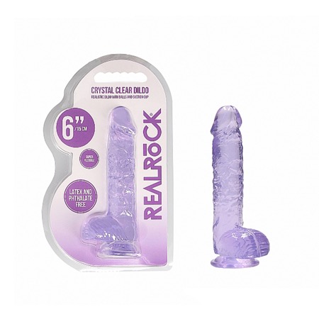 REALRoCK Crystal Clear Realistic Dildo With Balls 6" Purple | Climactic Adventures