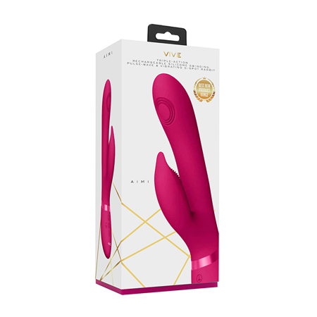 VIVE - AIMI Rechargeable Triple-Motor Swinging Silicone Rabbit - Pink | Climactic Adventures