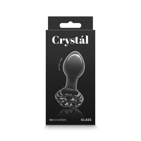 Crystal Flower Glass Anal Plug Black | Climactic Adventures