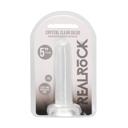 Realrock Crystal Clear Non-Realistic Dildo With Suction Cup 5 in. Translucent | Climactic Adventures