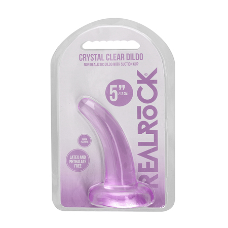 Realrock Crystal Clear Non-Realistic Dildo With Suction Cup 5 in. Purple | Climactic Adventures