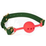 46mm Red Silicone Ball Gag w/Green Strap