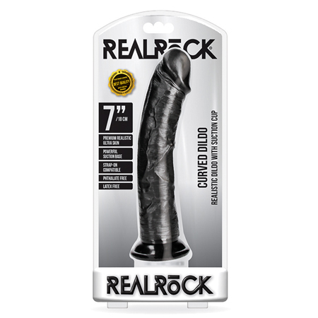 RealRock Curved Realistic Dildo with Suction Cup 7 in. Chocolate | Climactic Adventures