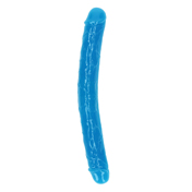 RealRock Glow in the Dark Double Dong 12 in. Dual-Ended Dildo Neon Blue | Climactic Adventures