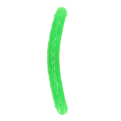 RealRock Glow in the Dark Double Dong 15 in. Dual-Ended Dildo Neon Green | Climactic Adventures
