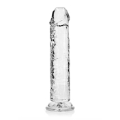 RealRock Crystal Clear Straight 10 in. Dildo Without Balls Clear | Climactic Adventures