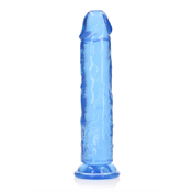 RealRock Crystal Clear Straight 10 in. Dildo Without Balls Blue | Climactic Adventures