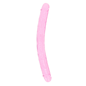 RealRock Crystal Clear Double Dong 13 in. Dual-Ended Dildo Pink | Climactic Adventures