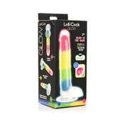Lollicock Silicone Dildo with Balls 7 in. Rainbow Glow in the Dark | Climactic Adventures